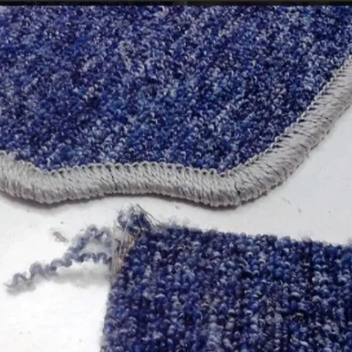 blue overlocked carpet