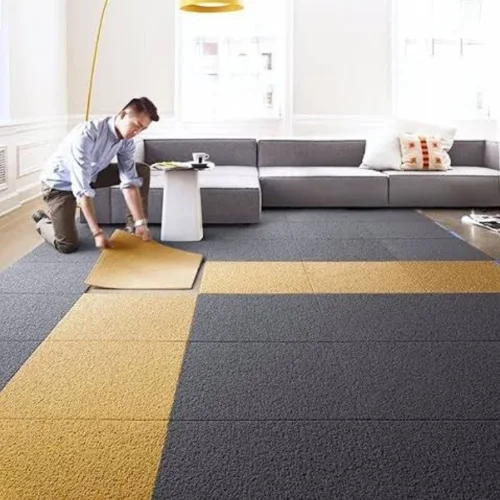 living room tile carpet​ installation in Dubai