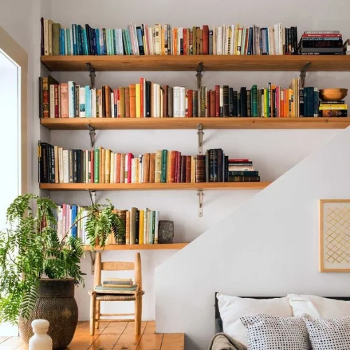 wooden bookshelf